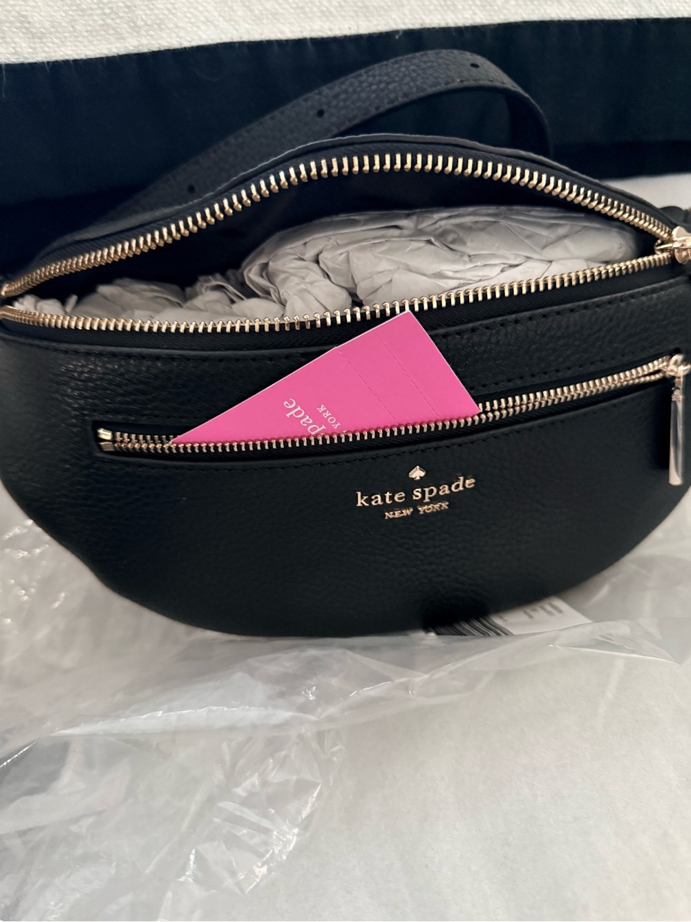 kate spade Black Leather Crossbody Belt Bag with Gold Hardware - Picture 7 of 14